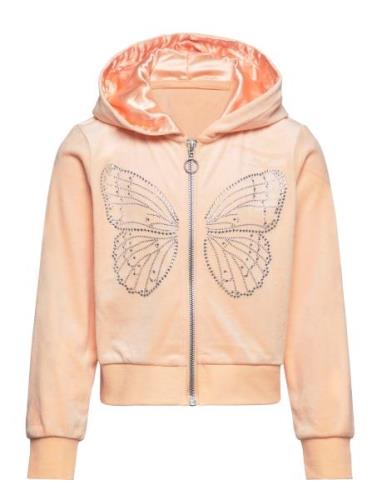 Velour Hoodie With Rhinest S Orange Lindex