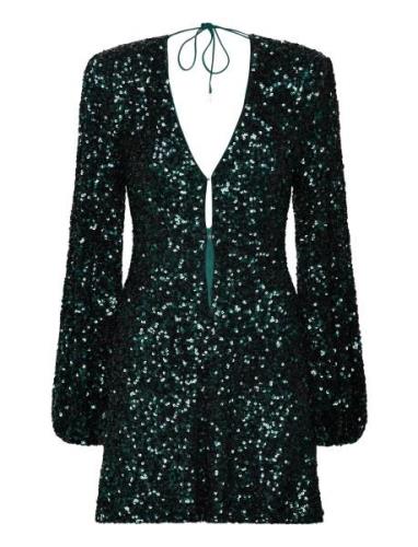 Sequins Mini Flowy Dress Green ROTATE Birger Christensen