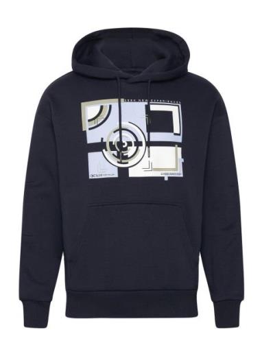 Relaxed Hoodie With Print Navy Tom Tailor