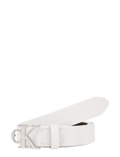 Faceted Round Buckle Belt 2.0 White Calvin Klein