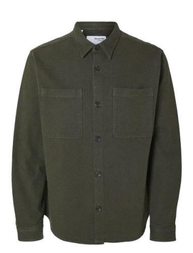 Slh-Heavy Twill Overshirt Ls Noos Green Selected Homme