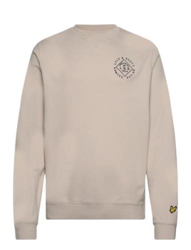 Stamp Crew Neck Sweatshirt Beige Lyle & Scott