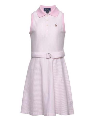 Belted Striped Knit Oxford Polo Dress Pink Ralph Lauren Kids