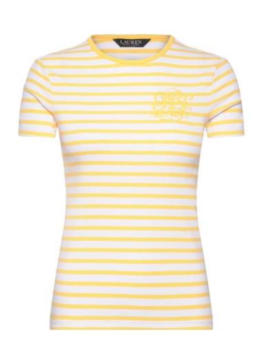 Striped Stretch Cotton Crewneck Tee Yellow Lauren Ralph Lauren