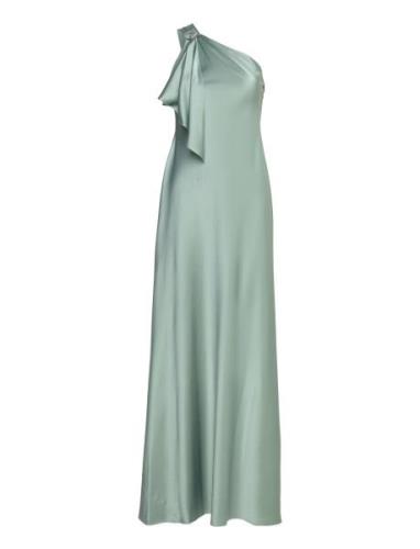 Satin Charmeuse -Shoulder Gown Green Lauren Ralph Lauren