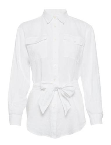 Belted Linen Shirt White Lauren Ralph Lauren