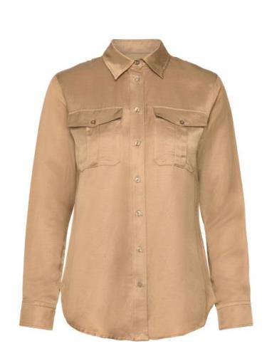 Satin Shantung Shirt Beige Lauren Ralph Lauren