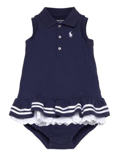 Striped Mesh Polo Dress & Bloomer Navy Ralph Lauren Baby