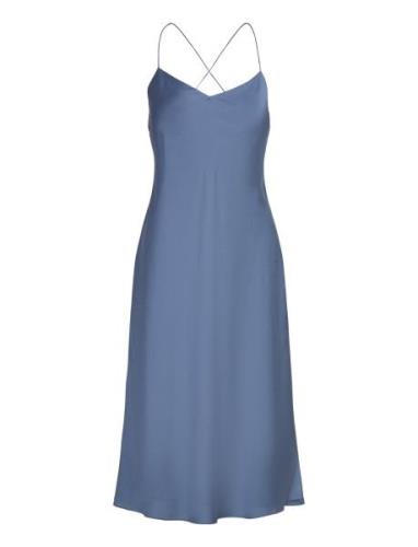 Featherweight Charmeuse Slip Dress Blue Lauren Ralph Lauren