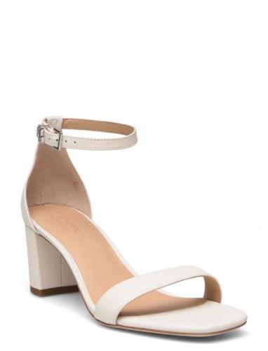 Logan Nappa Leather Sandal White Lauren Ralph Lauren