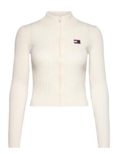 Tjw Zip Thru Badge Cardigan White Tommy Jeans