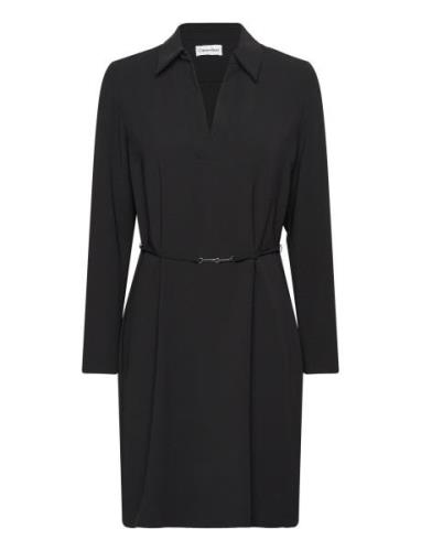 Structure Twill Ls Shirt Dress Black Calvin Klein