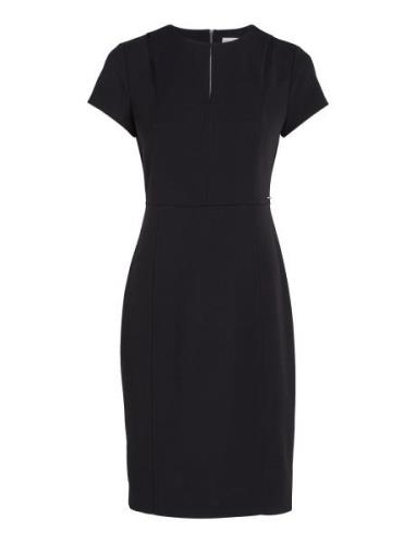 Scuba Crepe Ss Cut Out Dress Black Calvin Klein