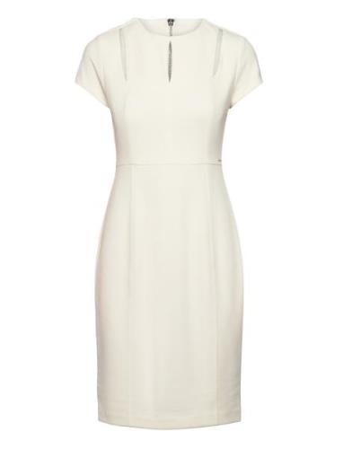 Scuba Crepe Ss Cut Out Dress White Calvin Klein