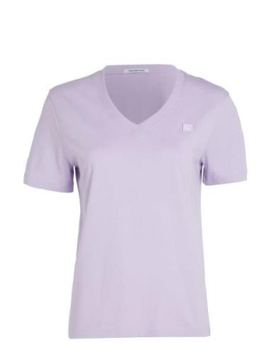 Ck Embro Badge V-Neck Tee Purple Calvin Klein Jeans