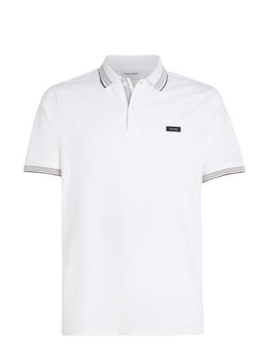 Stretch Pique Multi Tipping Polo White Calvin Klein