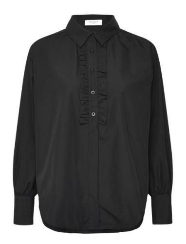 Rwsebony Shirt W/Ruffles Black Rosemunde