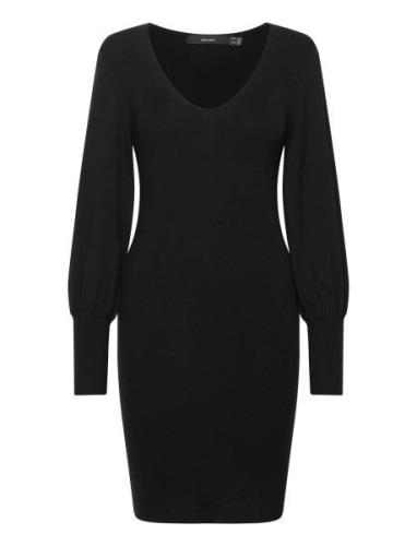 Vmhollykarispuff Ls V-Neck Dress Ga Boo Black Vero Moda