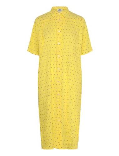 Crinckle Pop Canaria Dress Aop Yellow Mads Nørgaard