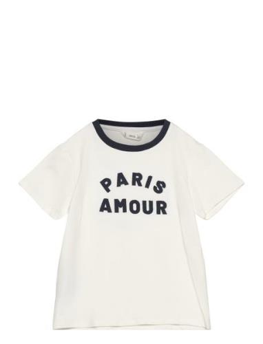 Contrast Collar T-Shirt White Mango