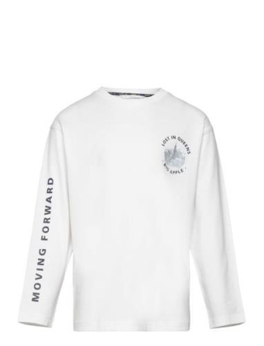 Printed Long Sleeve T-Shirt White Mango