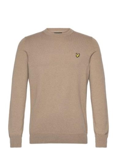 Cotton Merino Crew Neck Jumper Beige Lyle & Scott