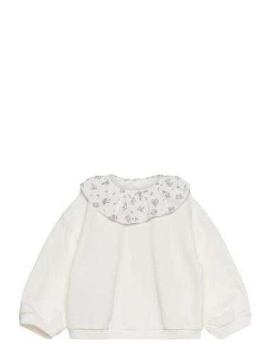 Ruffle Cotton Sweatshirt White Mango