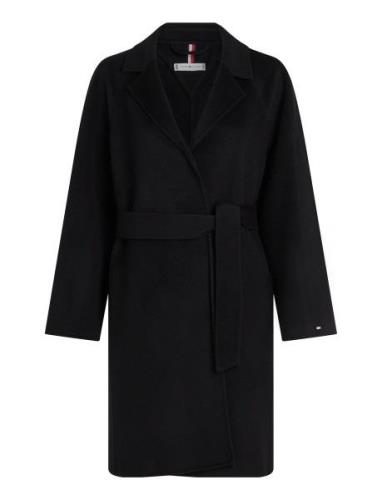 Reg Df Wool Belted Coat Black Tommy Hilfiger