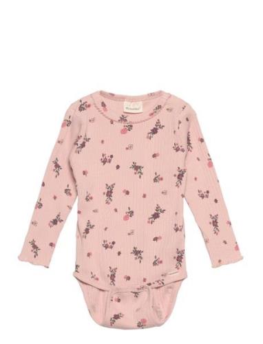 Body Ls Aop Rib Pink Minymo