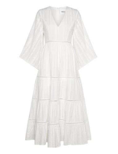 Vanessa Wide Sleeve Embroidered Cotton Maxi Dress White Malina