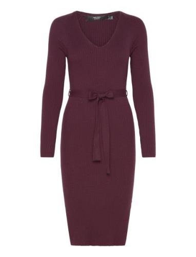 Vmmsaba Rib Ls V-Neck Belt Dress Ga Burgundy Vero Moda Maternity