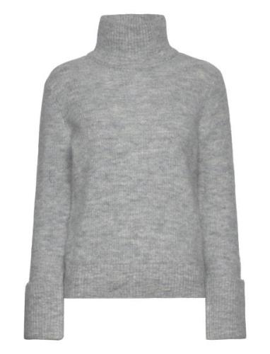 Slfsia Ras Ls Knit High Neck Grey Selected Femme