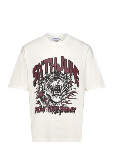 Vintage Tiger Print Ss Tshirt White SIXTH JUNE