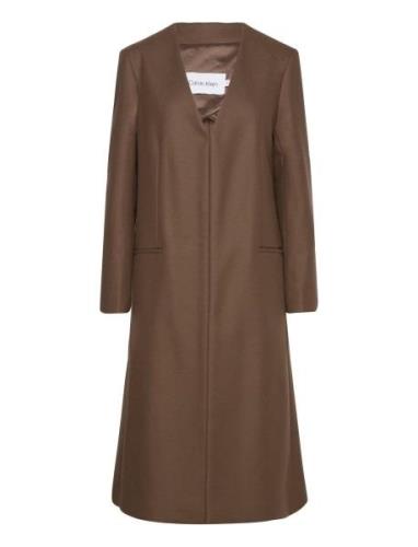 Interconnected Wool Coat Brown Calvin Klein