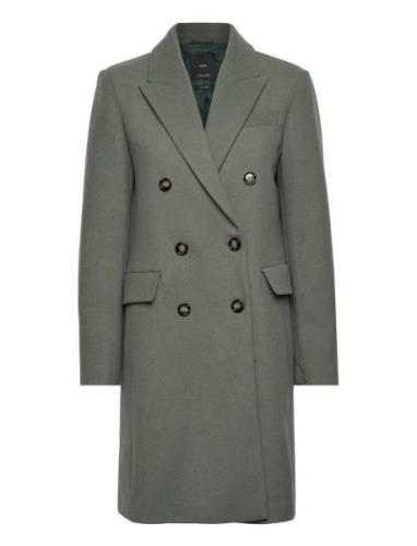 Wool Double-Breasted Coat Khaki Mango