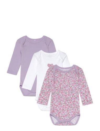 Nbfbody 3P Ls Lilac Petit Flower Noos Purple Name It