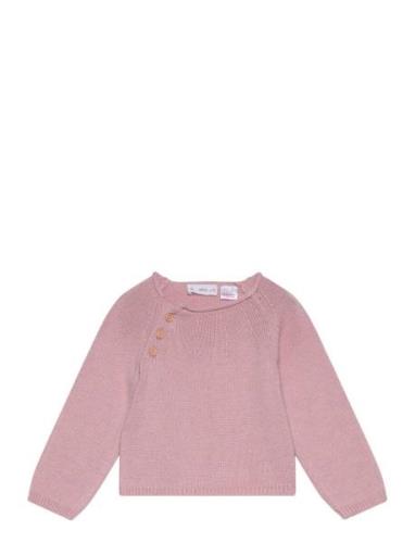 Buttons Detail Knit Sweater Pink Mango