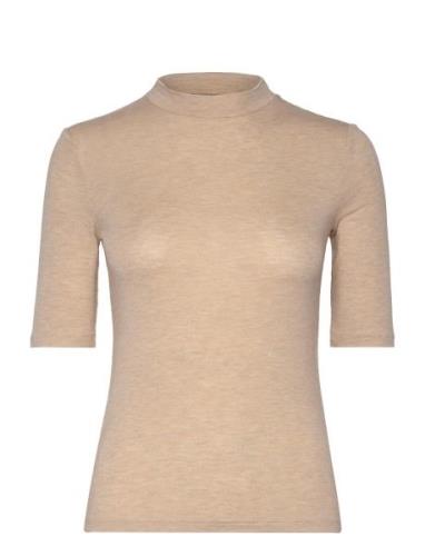 Short Sleeve Knitted T-Shirt Beige Mango