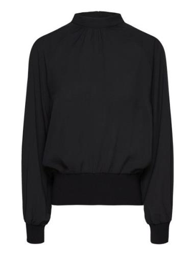 Krista Knit L/S Stand Nk Top Black French Connection