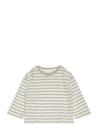 Striped Cotton T-Shirt Green Mango