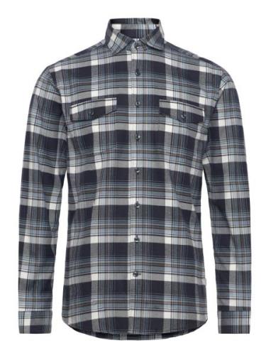 Checked Brushed Shirt L/S Navy Lindbergh