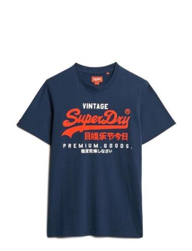 Duo Vintage Logo T Shirt Navy Superdry