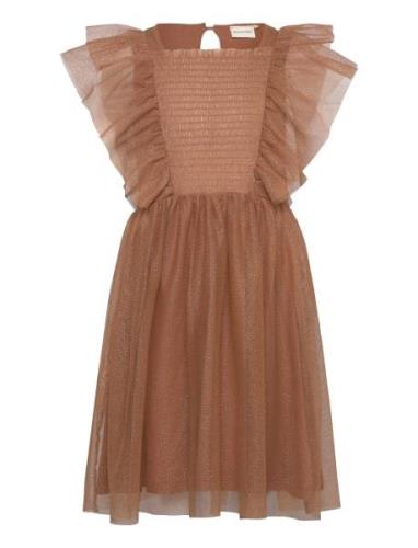 Dress Mesh W. Glitter Brown Minymo