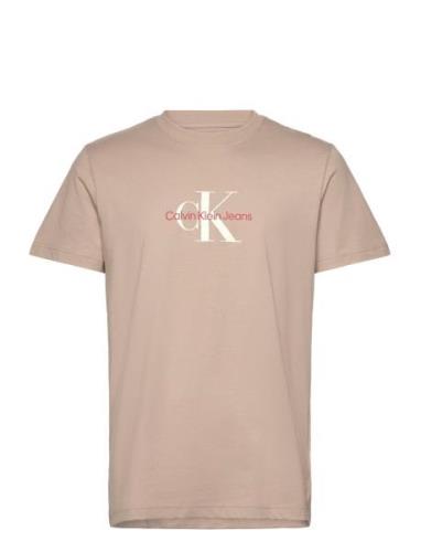 Distressed Monologo Tee Beige Calvin Klein Jeans