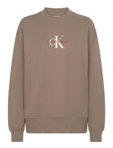 Textured Monologo Crewneck Beige Calvin Klein Jeans