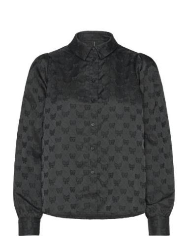 Vmviga Jacquard Ls Shirt Wvn Ga Black Vero Moda