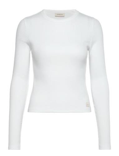 Woven Label Rib Long Sleeve White Calvin Klein Jeans