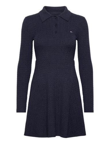 Tjw F&F Polo Cable Sweater Dress Navy Tommy Jeans