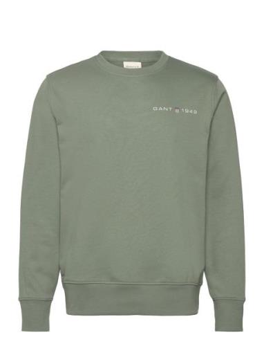 Printed Graphic C-Neck Sweat Green GANT