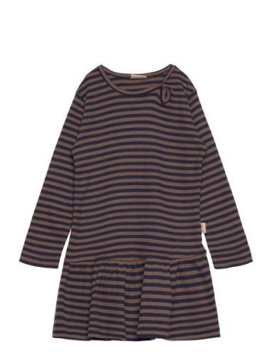 Dress L/S Modal Striped Brown Petit Piao